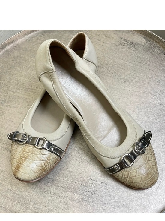 Attilio Giusti Leombruni Shoes - AGL Tan Leather Snakeskin Ballerina Flats Size 7